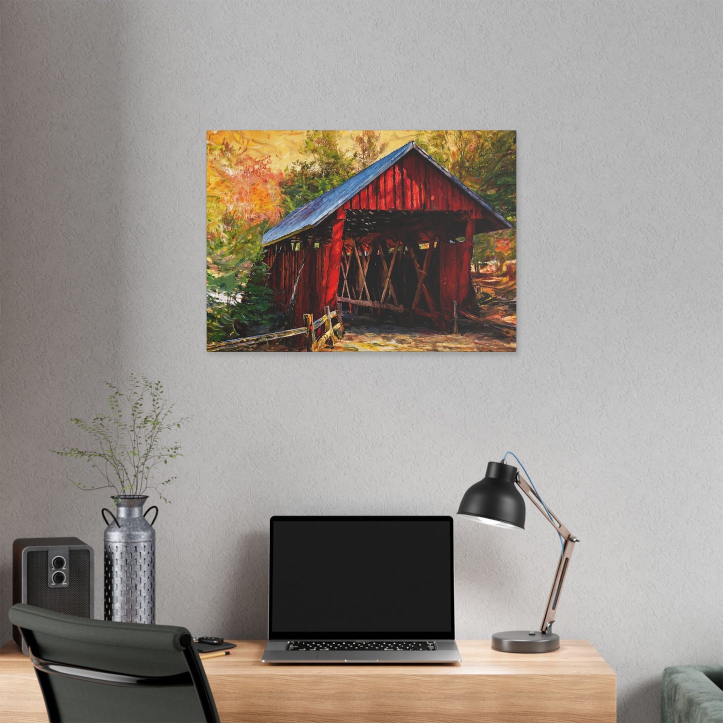 Covered Bridge Landscape Canvas