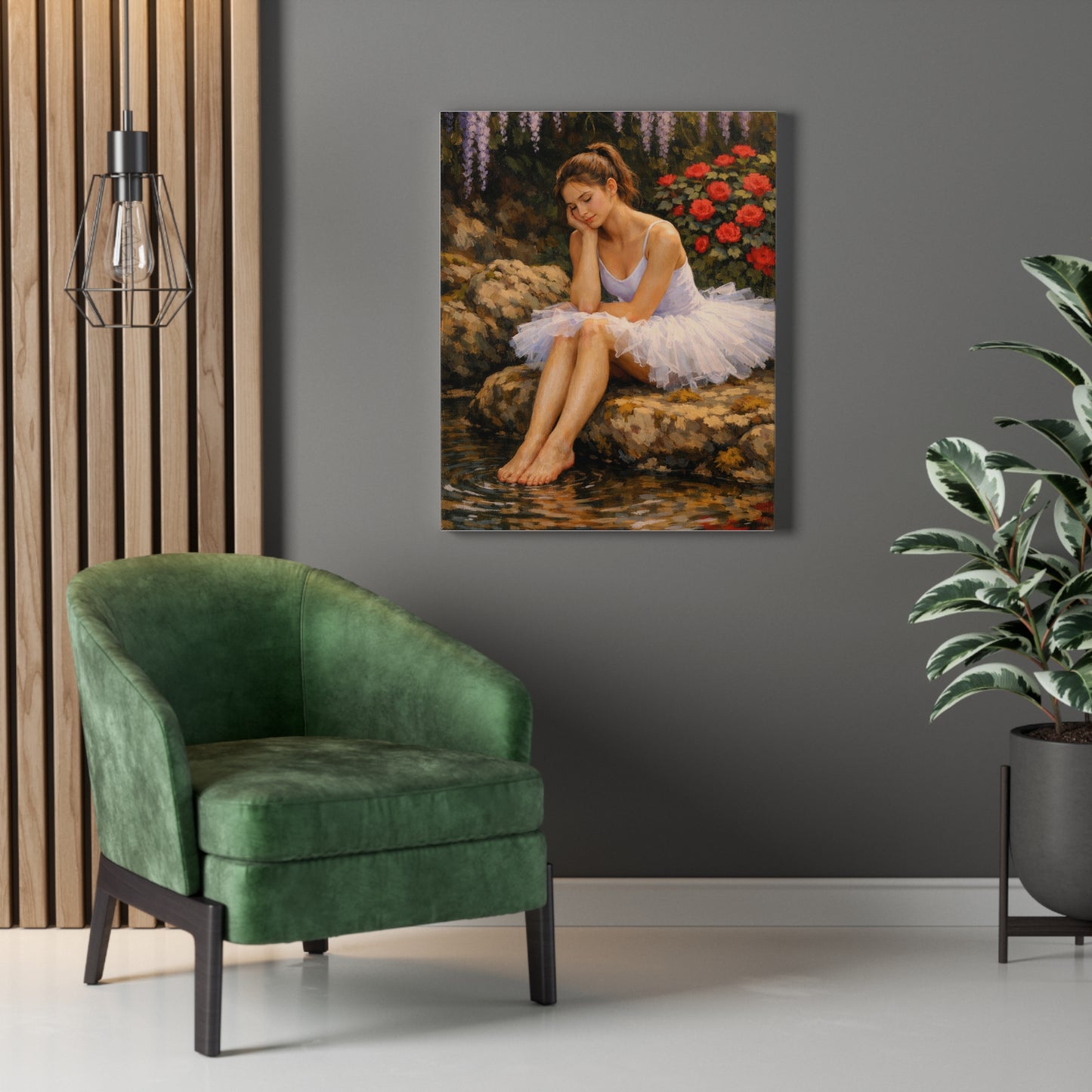 Ballerina by the Pond Stretched Canvas