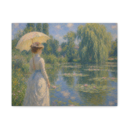 Impressionist Lady with Parasol Stretched Canvas Art