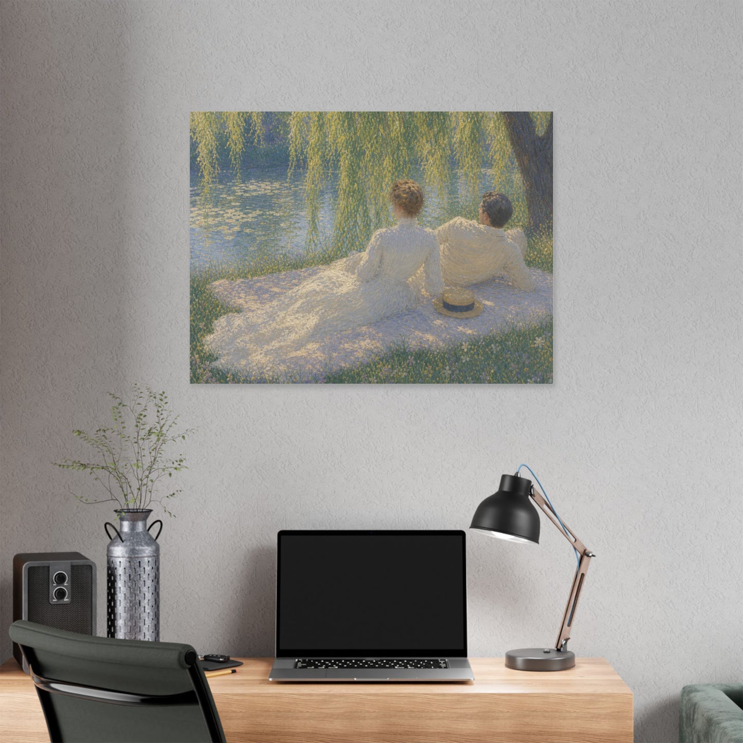 Impressionist Couples by the Lake — Classic Stretched Canvas Art Print