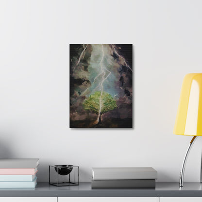 Lightning Tree Canvas Wall Art — Dramatic Storm Landscape Stretched Canvas