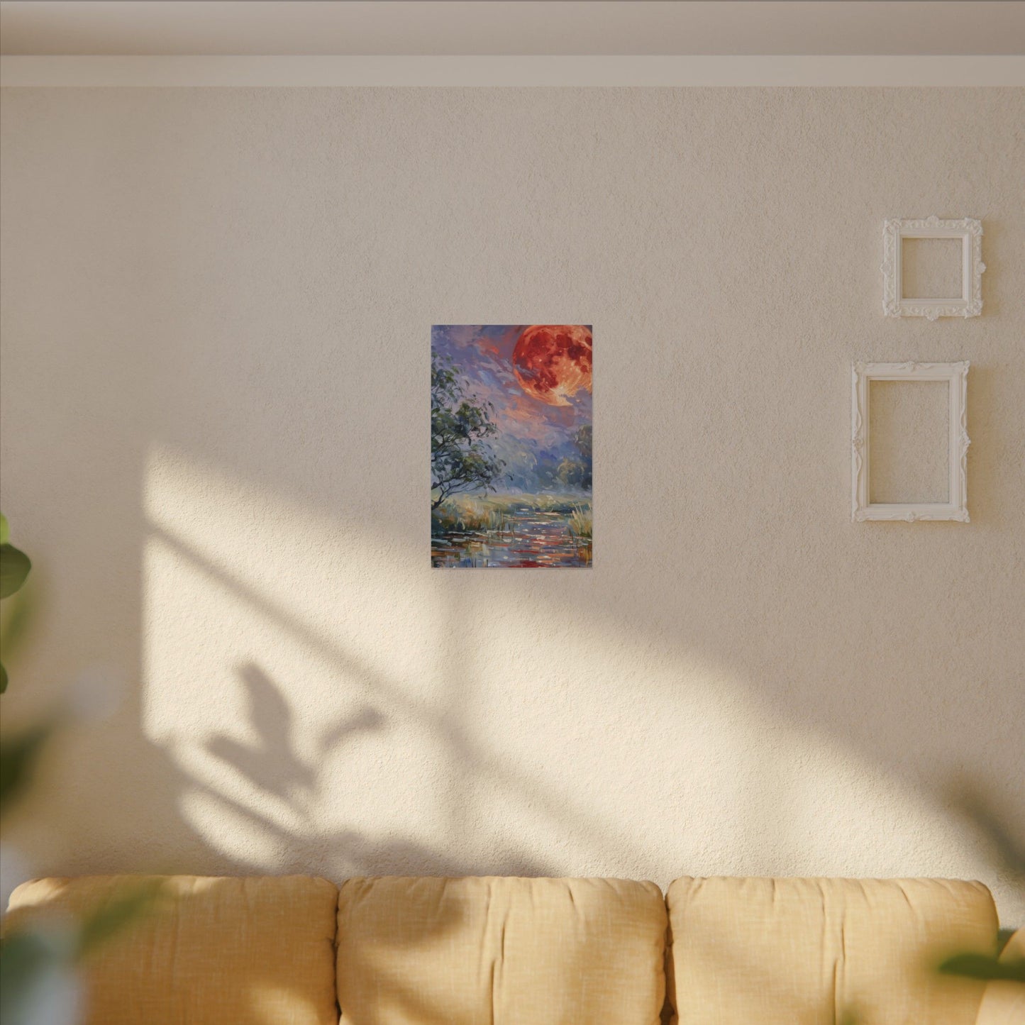 Red Moon Lake Matte Canvas Print — Stretched Wall Art