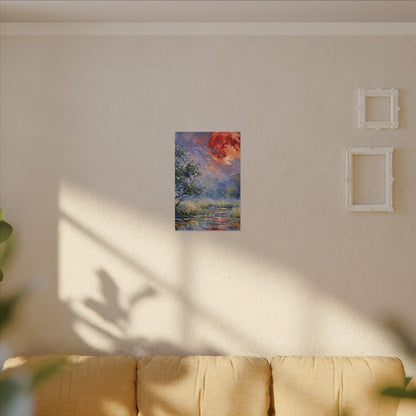 Red Moon Lake Matte Canvas Print — Stretched Wall Art