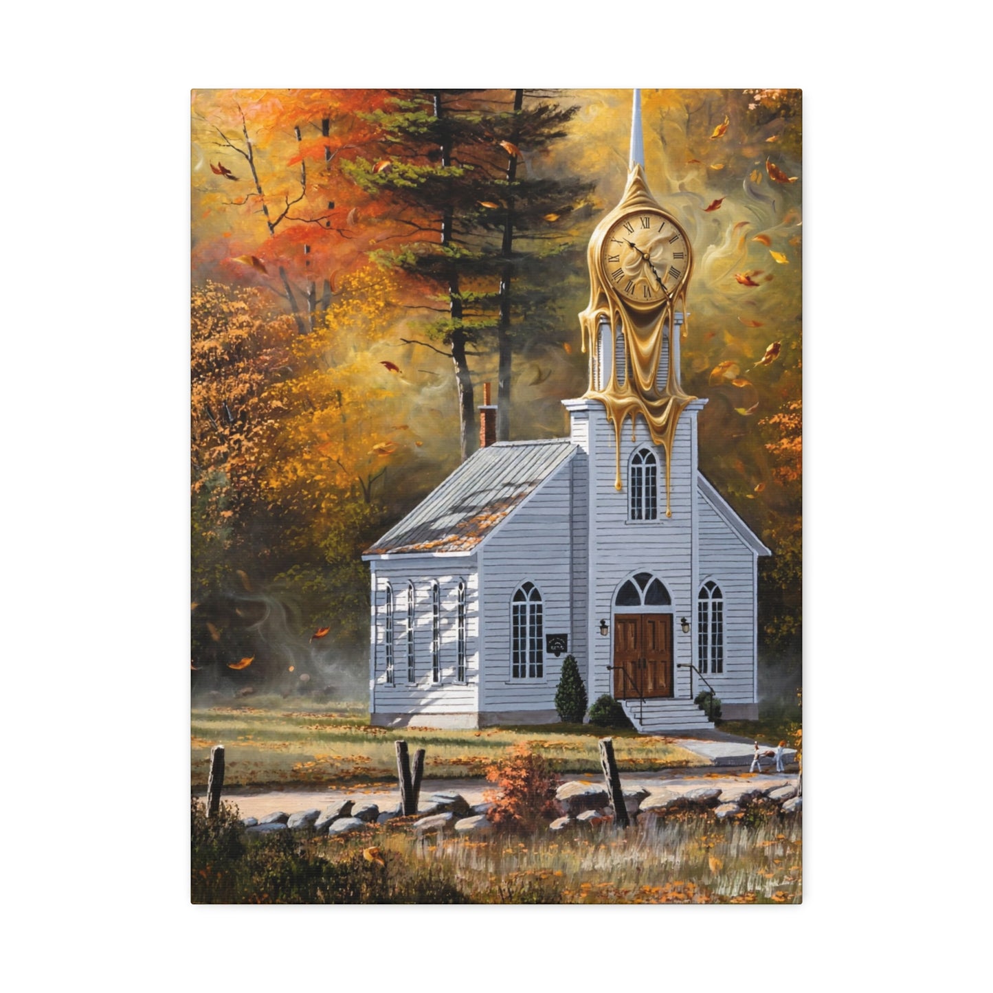 Autumn Chapel Wall Art — Stretched Canvas
