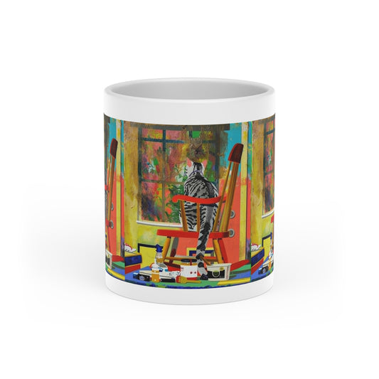 Artist's Studio Cat Coffee Mug — Colorful Painter's Room Ceramic Mug
