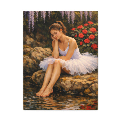 Ballerina by the Pond Stretched Canvas