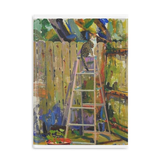 BonBon in the Garden Hardcover Notebook — Illustrated Cozy Cat Art Journal