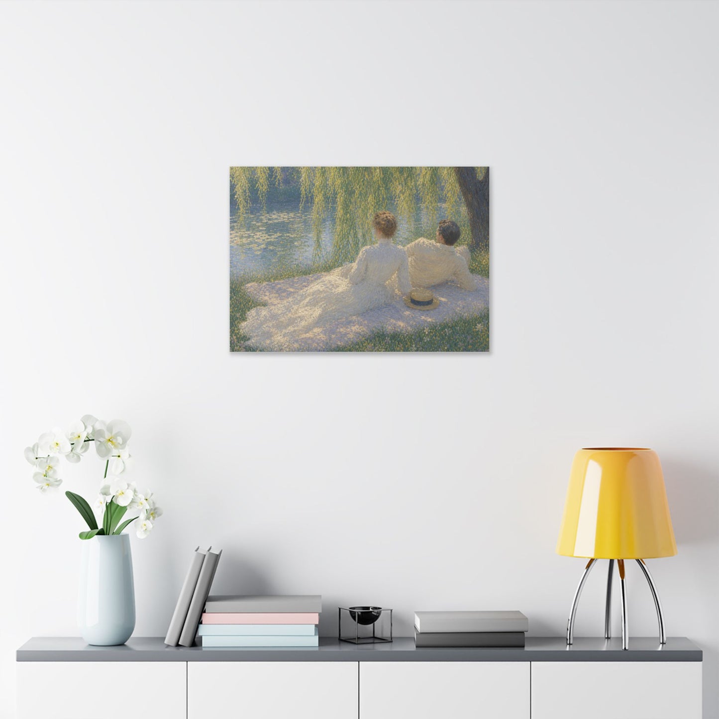 Impressionist Couples by the Lake — Classic Stretched Canvas Art Print