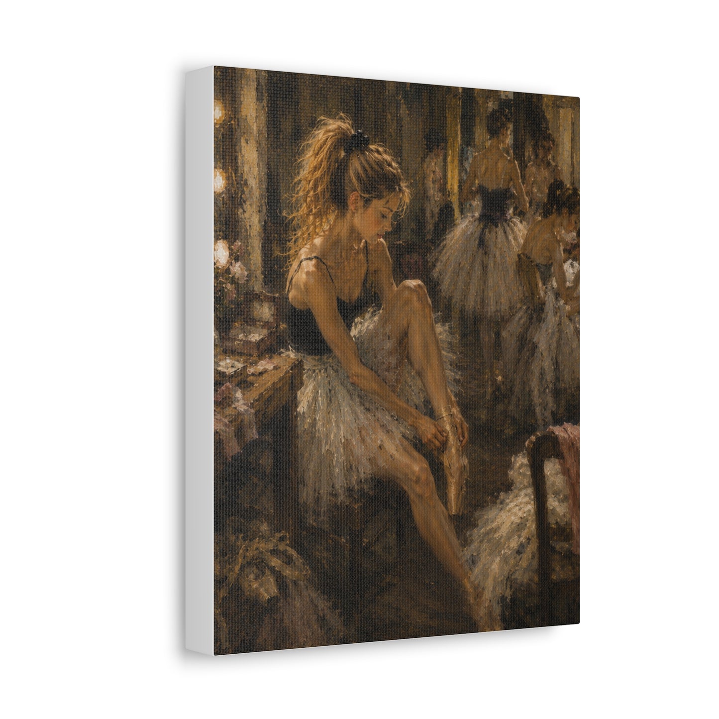 Ballet Dancer Stretched Canvas – Vintage Impressionist Ballerina Wall Art