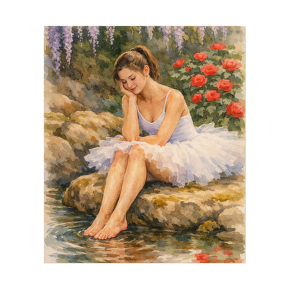Ballerina by the Pond Watercolor Poster — Matte Textured Art Print