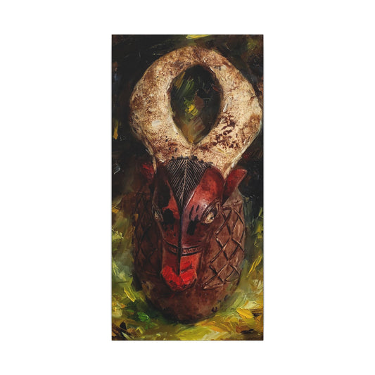 African Tribal Mask Matte Canvas Wall Art — Stretched Decorative Painting