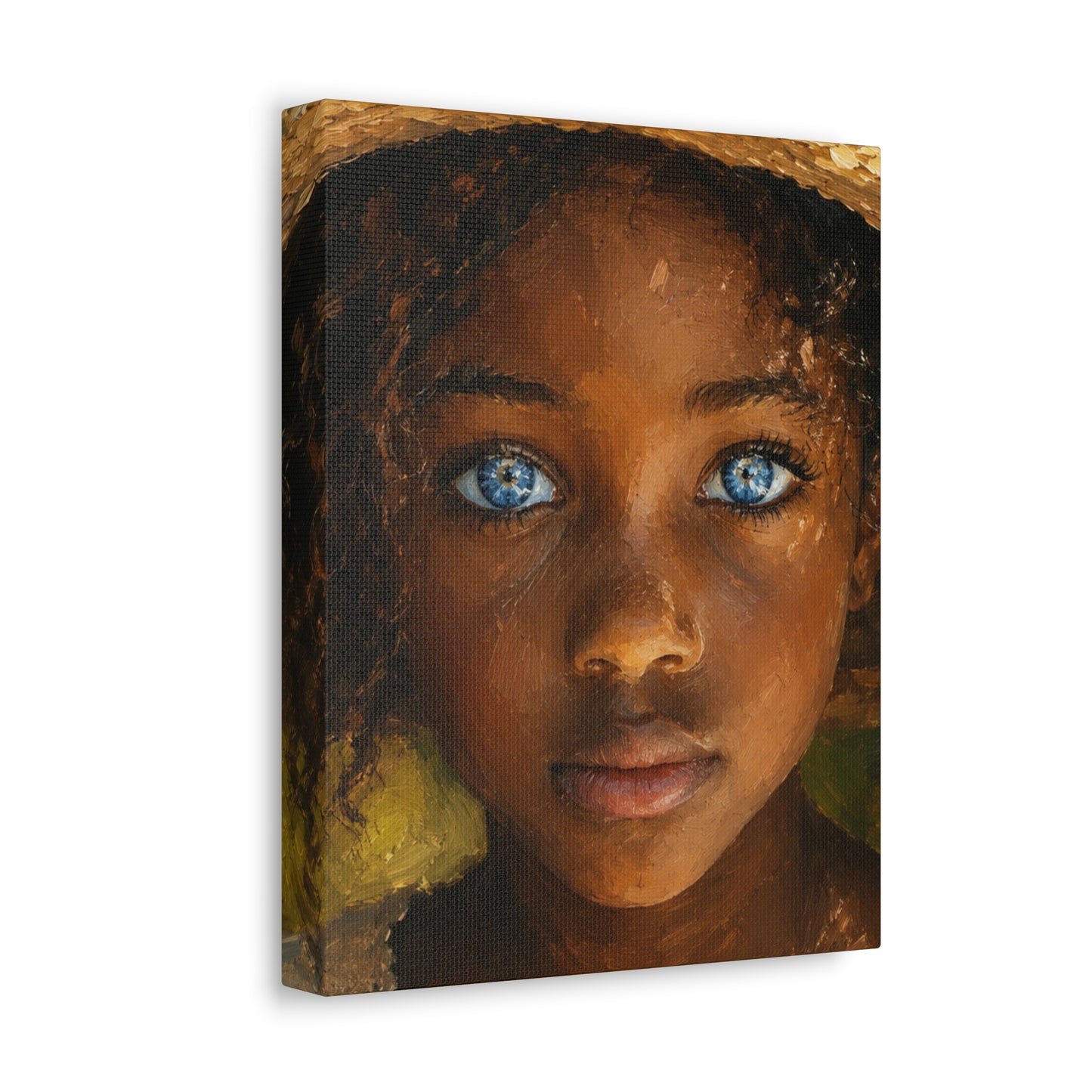 Canvas Wall Art — Portrait of Girl with Blue Eyes Stretched Canvas