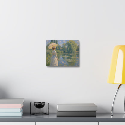 Impressionist Lady with Parasol Stretched Canvas Art