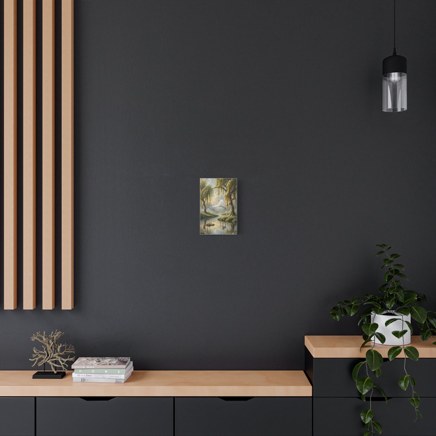 Tranquil Willow Canvas Print — Dreamy Lake Landscape Wall Art