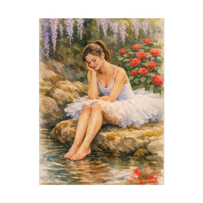 Ballerina by the Pond Watercolor Poster — Matte Textured Art Print