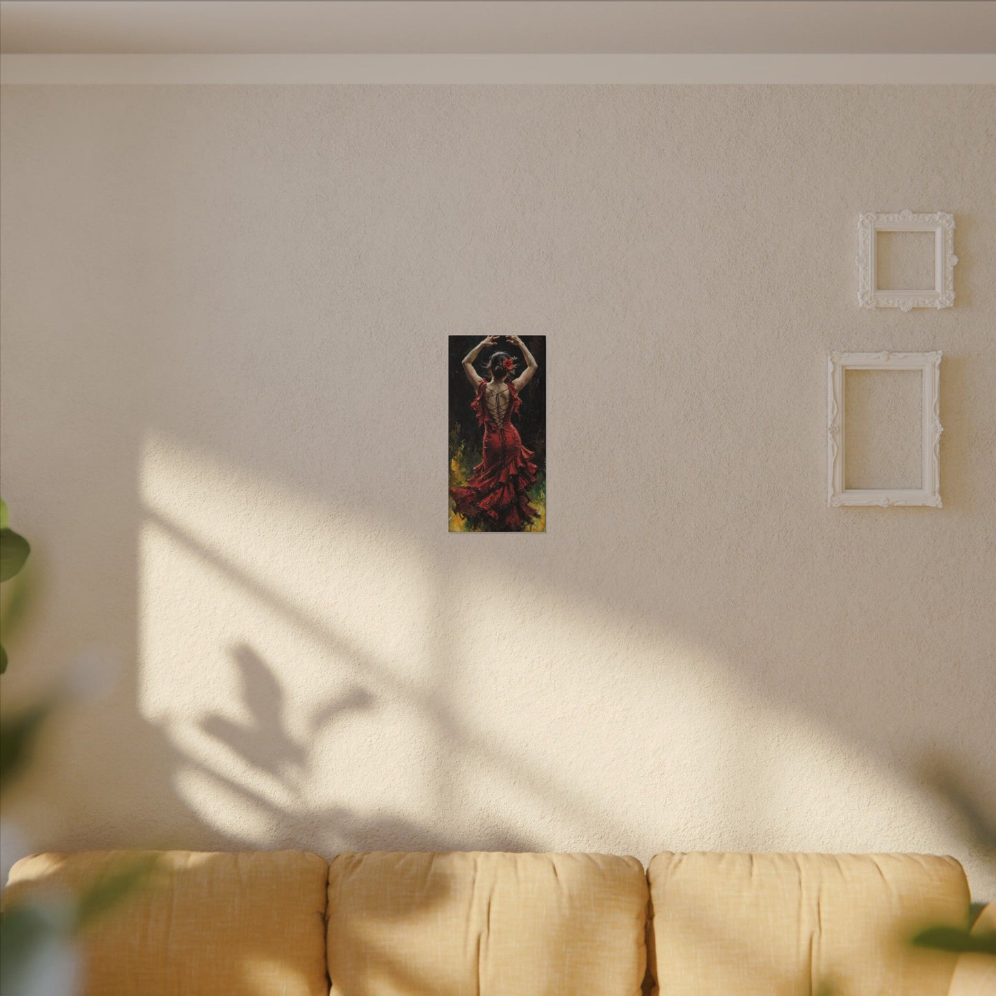 Flamenco Dancer Matte Canvas Wall Art — Stretched Red Dress Painting