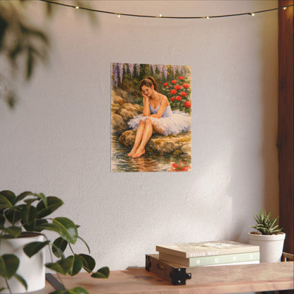 Ballerina by the Pond Watercolor Poster — Matte Textured Art Print