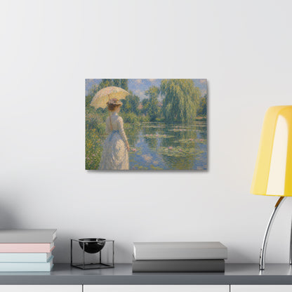 Impressionist Lady with Parasol Stretched Canvas Art