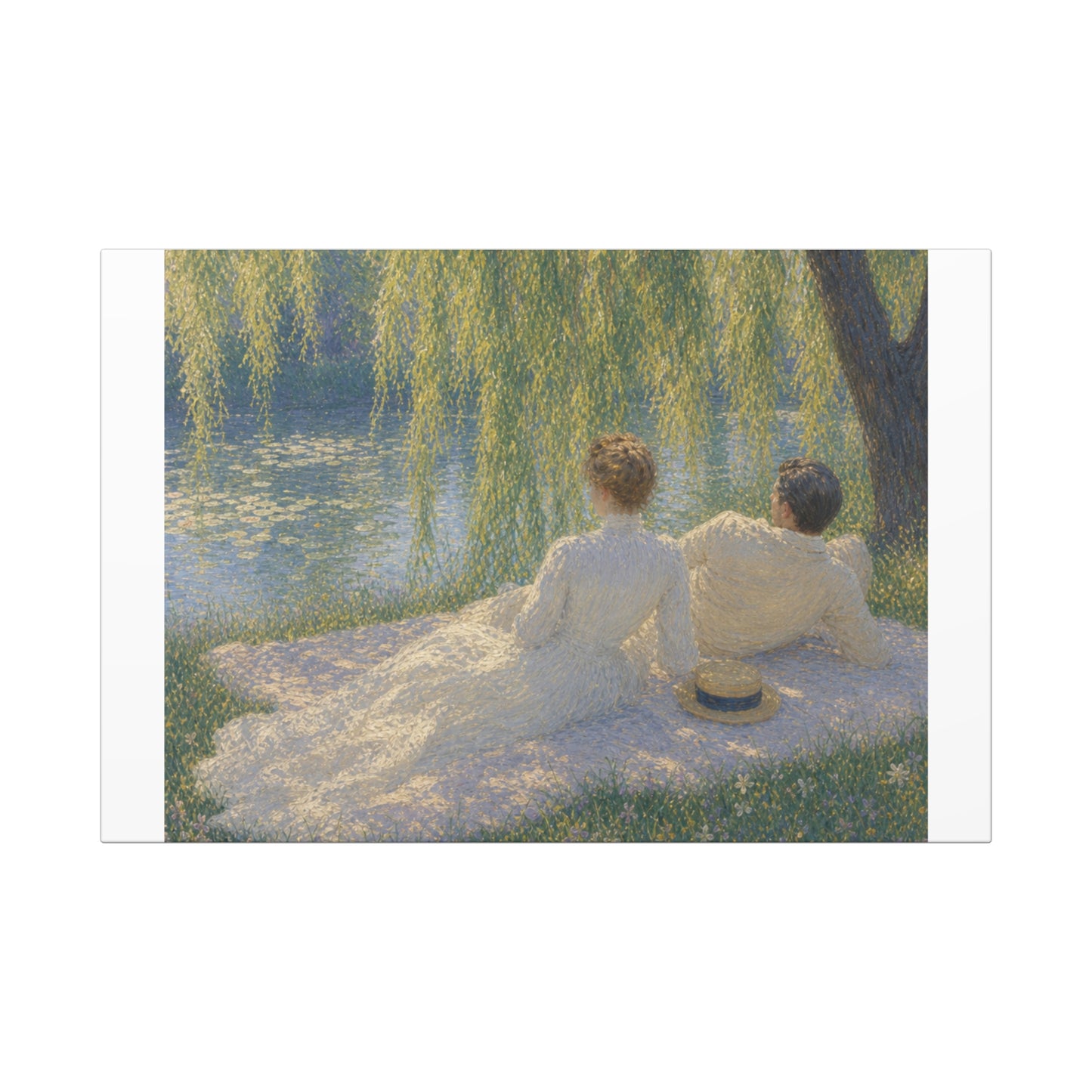 Impressionist Riverside Canvas Print — Romantic Claude Monet Style Wall Art, 1.6" Wrap