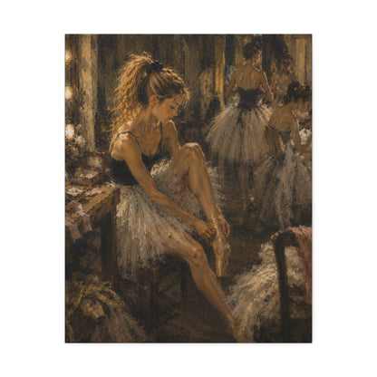 Ballet Dancer Stretched Canvas – Vintage Impressionist Ballerina Wall Art