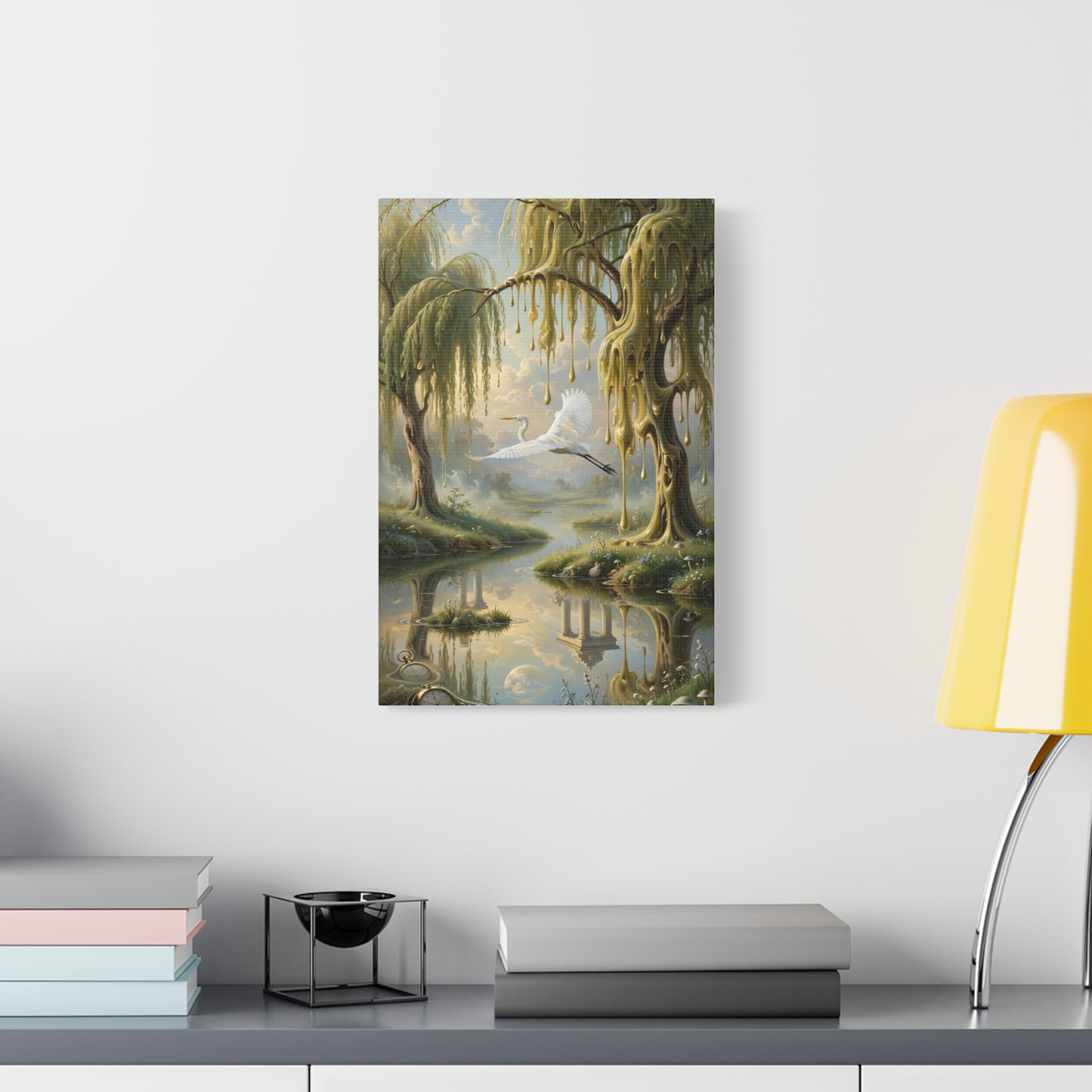 Tranquil Willow Canvas Print — Dreamy Lake Landscape Wall Art