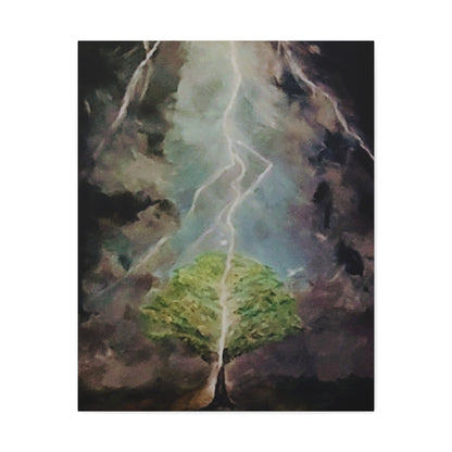 Lightning Tree Canvas Wall Art — Dramatic Storm Landscape Stretched Canvas