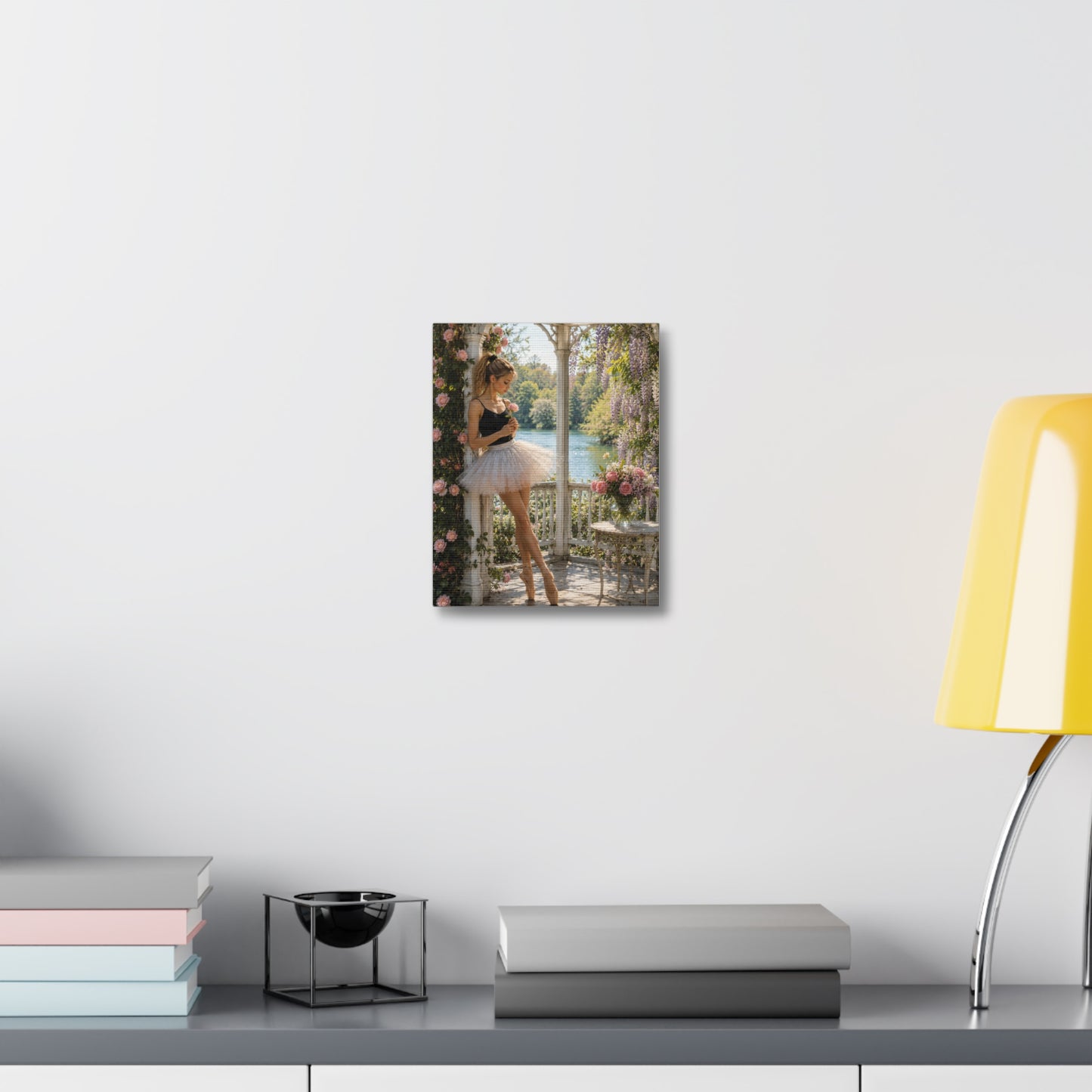 Ballet Ballerina Garden Stretched Canvas Wall Art – Romantic Dance Decor