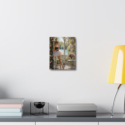 Ballet Ballerina Garden Stretched Canvas Wall Art – Romantic Dance Decor