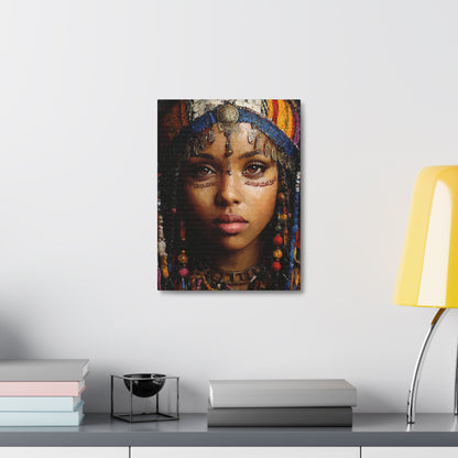 Boho Desert Princess Stretched Canvas Wall Art — Ethereal Tribal Portrait