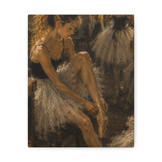 Ballet Dancer Stretched Canvas – Vintage Impressionist Ballerina Wall Art