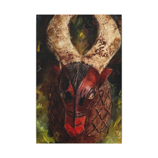African Tribal Mask Matte Canvas Wall Art — Stretched Decorative Painting