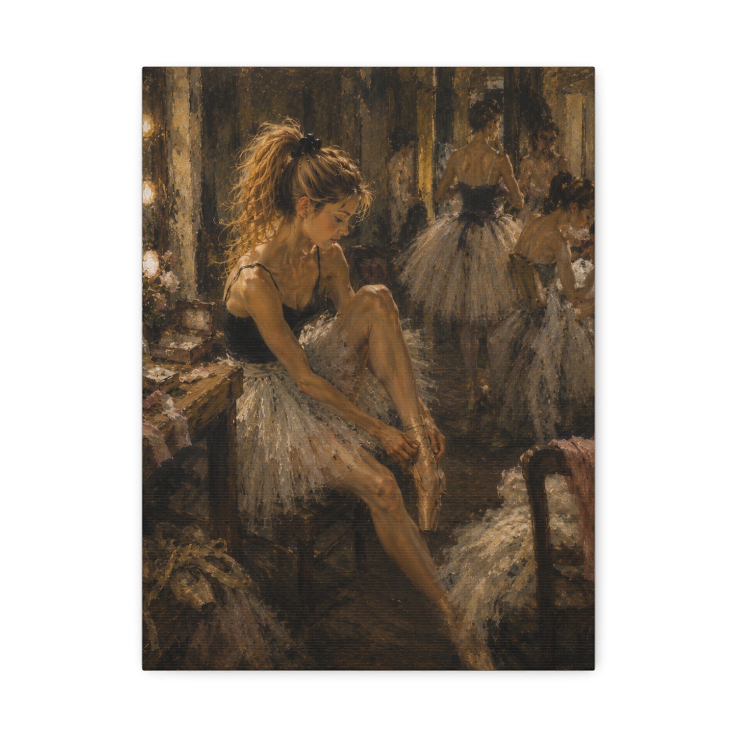 Ballet Dancer Stretched Canvas – Vintage Impressionist Ballerina Wall Art