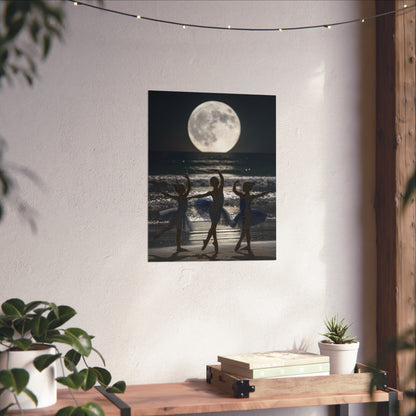Moonlit Ballerinas Poster — Fine Art Dance Photography Print