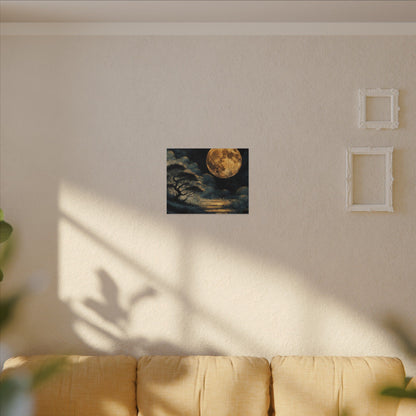 Golden Moonlit Lake Matte Canvas