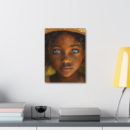 Canvas Wall Art — Portrait of Girl with Blue Eyes Stretched Canvas