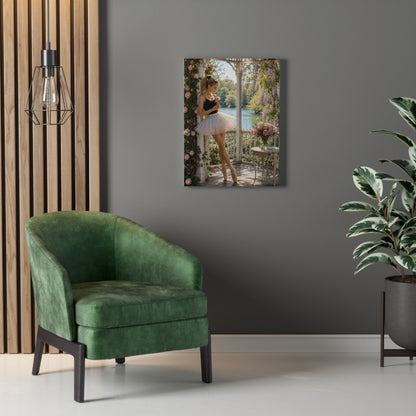 Ballet Ballerina Garden Stretched Canvas Wall Art – Romantic Dance Decor