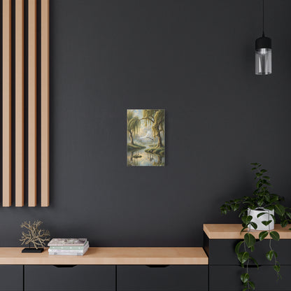 Tranquil Willow Canvas Print — Dreamy Lake Landscape Wall Art