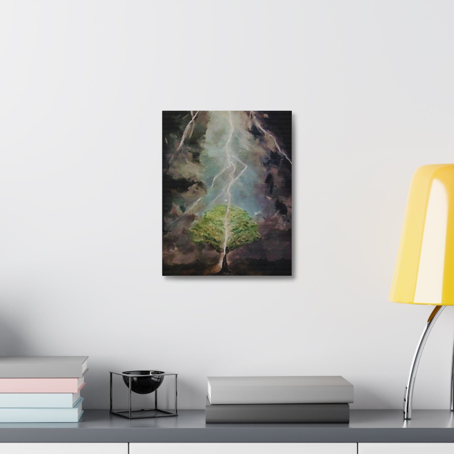 Lightning Tree Canvas Wall Art — Dramatic Storm Landscape Stretched Canvas