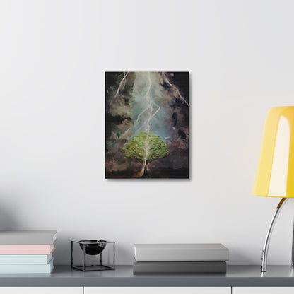 Lightning Tree Canvas Wall Art — Dramatic Storm Landscape Stretched Canvas