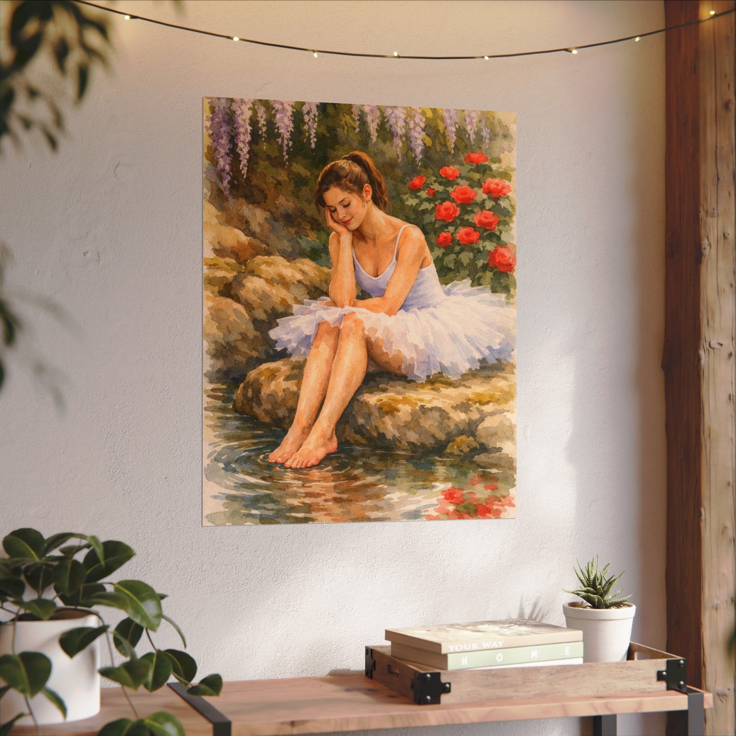 Ballerina by the Pond Watercolor Poster — Matte Textured Art Print