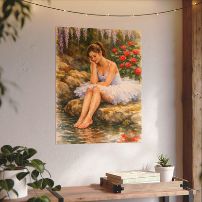 Ballerina by the Pond Watercolor Poster — Matte Textured Art Print