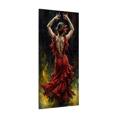 Flamenco Dancer Matte Canvas Wall Art — Stretched Red Dress Painting