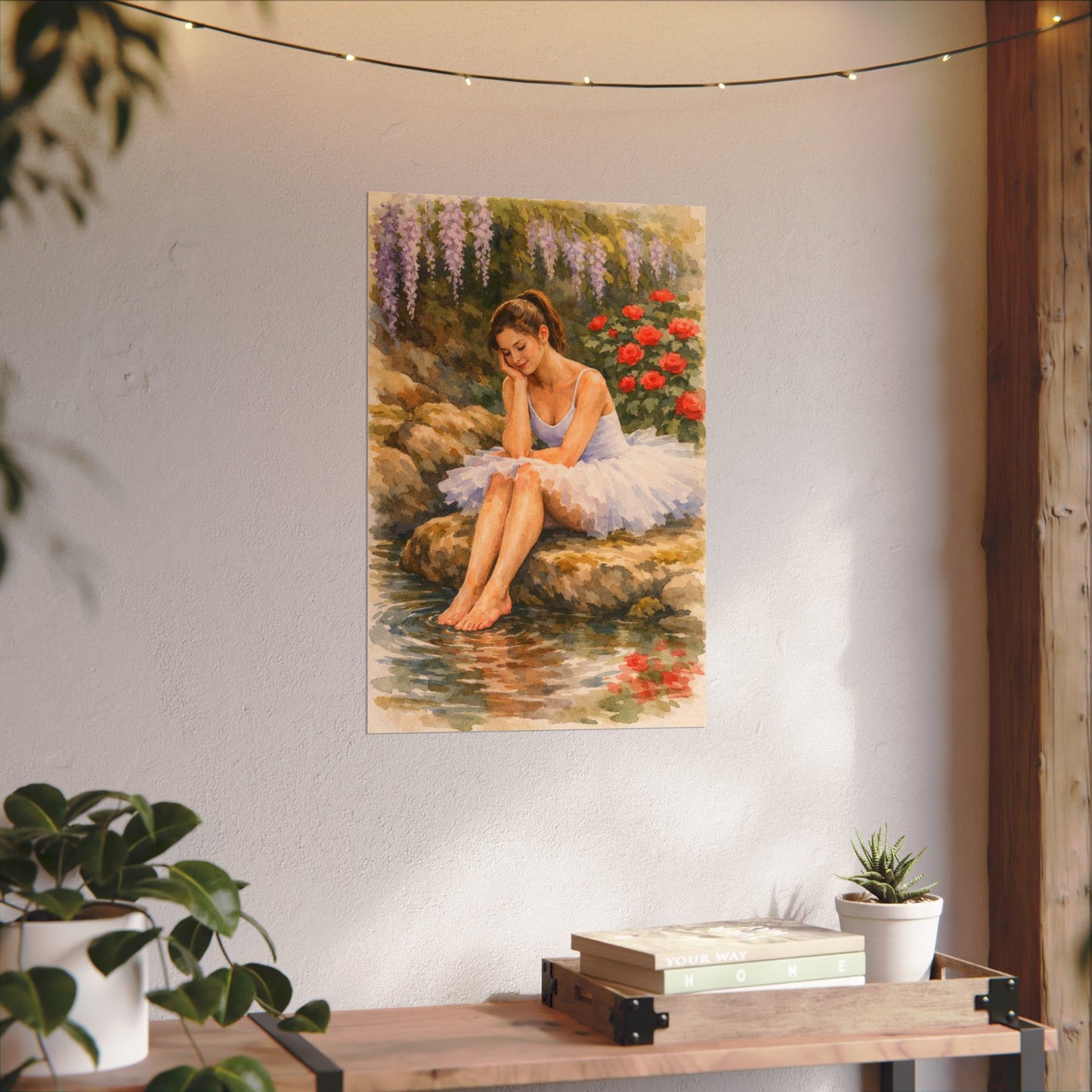Ballerina by the Pond Watercolor Poster — Matte Textured Art Print