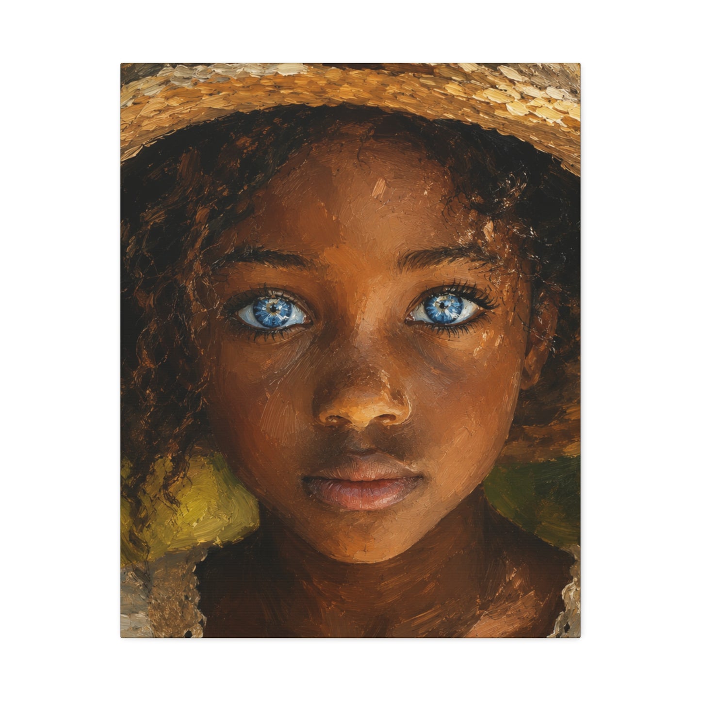 Canvas Wall Art — Portrait of Girl with Blue Eyes Stretched Canvas