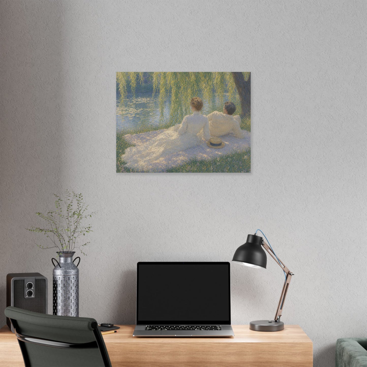Impressionist Couples by the Lake — Classic Stretched Canvas Art Print