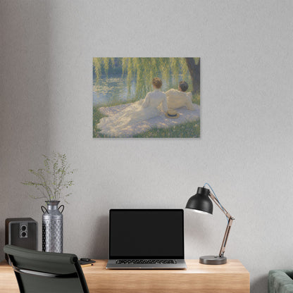 Impressionist Couples by the Lake — Classic Stretched Canvas Art Print