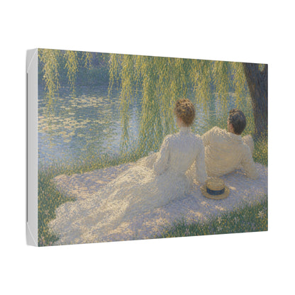 Impressionist Couples by the Lake — Classic Stretched Canvas Art Print