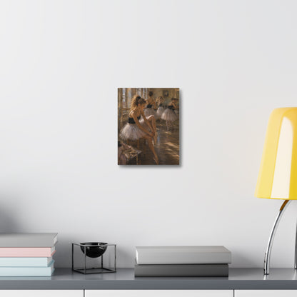 Ballet Dancers Stretched Canvas Art – Elegant Ballerina Rehearsal Wall Decor