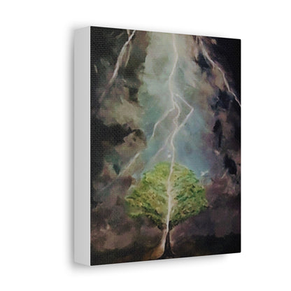 Lightning Tree Canvas Wall Art — Dramatic Storm Landscape Stretched Canvas
