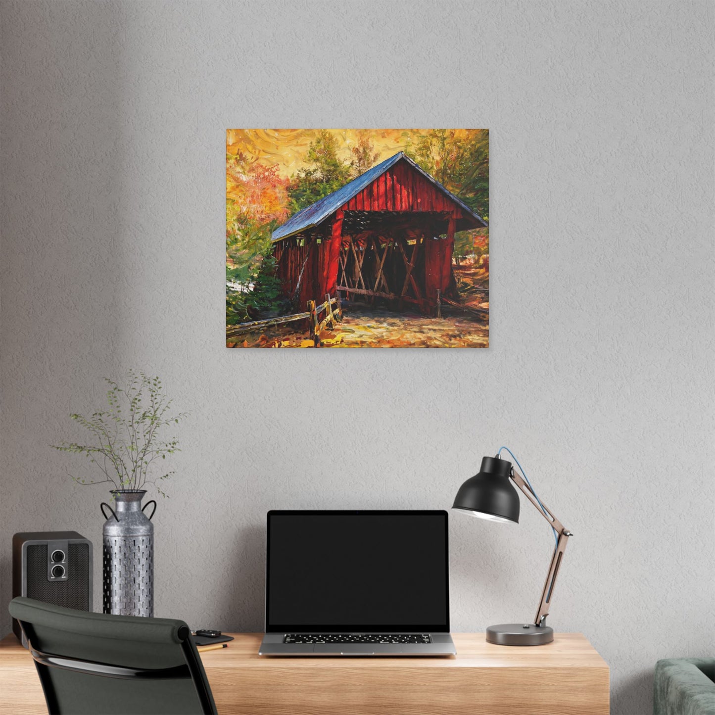 Covered Bridge Landscape Canvas